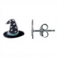 Pendientes mini sombrero de bruja en Plata 925 � 9x9 mm