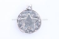 5 CHAPAS COLGANTE ESTRELLA PLATA ANTIGUA 20x16mm