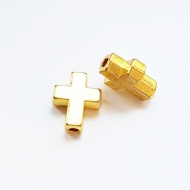 5 Cruces doradas abalorio 15x12x5mm