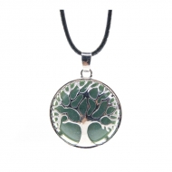 Collar con colgante rbol de la vida piedra Aventurina verde