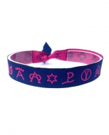 Pulsera Bordada Taurina Marino Oscuro y Rosa capote con Hierro de Ganader�as 15mm, cierre corredero