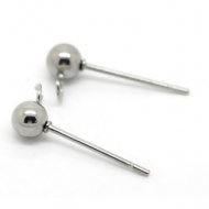 PAR PENDIENTES PALILLO CON BOLA DE 4MM ACERO INOXIDABLE