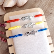 Pulsera Silueta Virgen de los Desamparados y macram�. Elige color de pulsera