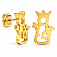 Pendientes con silueta Virgen de La Victoria, Acero Dorado