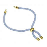 Pulsera semiacabada azul lavado y acero dorado 3mm