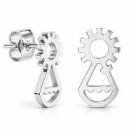 Pendientes con silueta filigrana Virgen de Covadonga, Acero plateado