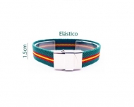 Pulsera bandera Espaa elstico Verde con cierre clip Acero