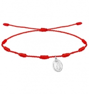 Pulsera 7 nudos roja con Colgante Luchadores de Canarios Acero Plateado