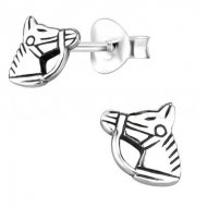 Pendientes cabeza de caballo en Plata 925  5x6 mm