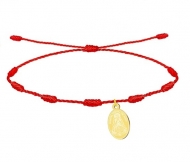 Pulsera de los 7 nudos con colgante acero dorado medalla Virgen del Roco