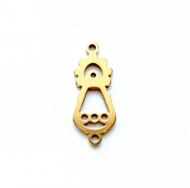 1 Conector Silueta Virgen Covadonga acero inoxidable dorado 27x9mm