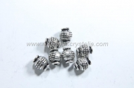 5 ABALORIOS ESPACIADOR BARRIL PLATA ANTIGUA 8.5x7mm