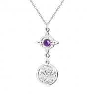 Collar acero inoxidable Tetragramaton con Nudo de Bruja y piedra Amatista