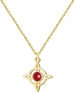 Colgante Nudo de Bruja Acero Dorado con Carneola