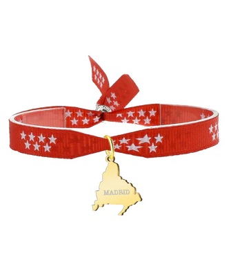 Pulsera Bandera y Mapa de Madrid, Acero Dorado
