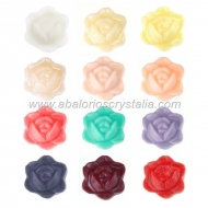 LOTE CABUCHONES FLOR RESINA BASE PLANA 10x10x5mm 12 COLORES