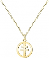 Colgante con cadena y Cruz de Caravaca, Acero Dorado