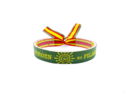 Pulsera tejida Virgen del Pilar bandera de Espaa fondo verde