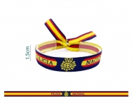 Pulsera Bordada Espaa 15mm, Policia Nacional, cierre corredero Acero