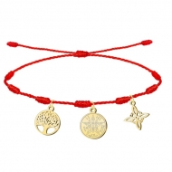 Pulsera 7 nudos con Nudo de Bruja, Tetragramatn y rbol de la Vida Dorado Acero Inoxidable