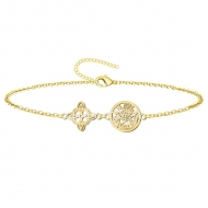 Pulsera Tetragramaton con Nudo de Bruja en Acero inoxidable Dorado