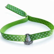 Pulsera virgen del Roco cinta de lunares verde