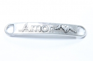 5 CONECTORES CHAPITA Amor PLATA ANTIGUA 38x6mm