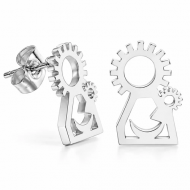 Pendientes con silueta filigrana Virgen del Pino, Acero plateado