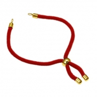 Pulsera semiacabada cordn rojo con acero dorado 3mm