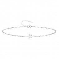 Pulsera con cadena y Cruz de Caravaca, Acero Plateado