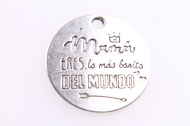 5 CHAPAS Mam eres los ms bonito... PLATA ANTIGUA 20mm