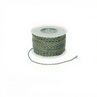 1 Bobina de algodn trenzado verde-azul-dorado 2mm, 45 metros aprox.