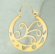 Par de pendientes Argolla Canaria, Silueta Islas, elige tama�o, Acero Dorado, Ba�o Oro 14k.