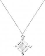 Colgante Nudo de Bruja Acero Plateado con Cuarzo Blanco