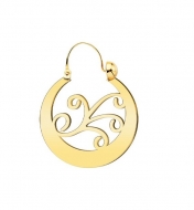 Par de pendientes Argolla Canaria Lisa, elige tama�o, Acero Dorado, Ba�o Oro 14k.
