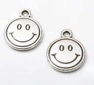 10 COLGANTES SONRISA PLATA ANTIGUA 15x12mm