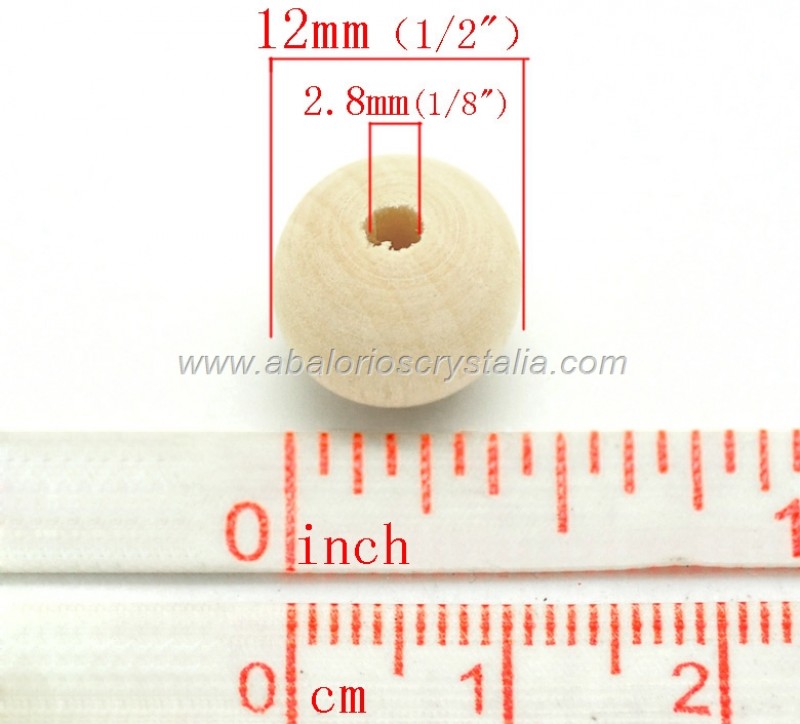 10 BOLAS DE MADERA NATURAL 12mm