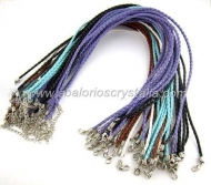 5 COLLARES 43CM CUERO TRENZADO SINTETICO CON CIERRE (INCLUYE 5 COLORES)