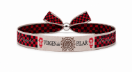 Pulsera Bordada Virgen del Pilar Beige y Cachirulo 15mm, cierre corredero
