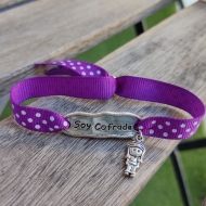Pulsera soy cofrade cinta de lunares morado con costalero
