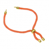 Pulsera semiacabada cord�n naranja coral y acero dorado 3mm