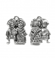 5 Colgantes Pareja Fallera, Plata Antigua 20x17mm