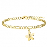 Pulsera de cadena y Flor de Azahar, Acero Dorado