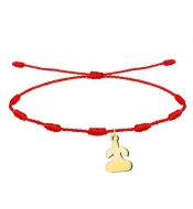 Pulsera de los 7 Nudos roja con �dolo de Tara, Acero Dorado