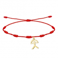 Pulsera 7 Nudos Rojo Con Indalo Acero Dorado