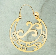 Par de pendientes Argolla Canaria Filigrana, elige tama�o, Acero Dorado. Ba�o Oro 14k.