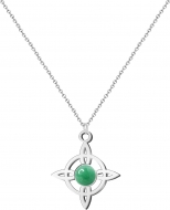 Colgante Nudo de Bruja Acero Plateado con Aventurina Verde