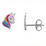 Pendientes mini unicornio en Plata 925  6x8 mm