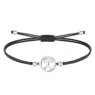 Pulsera polister encerado Negro Indalo Acero Plateado