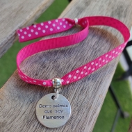 Pulsera dame palmas que soy flamenca cinta de lunares fucsia